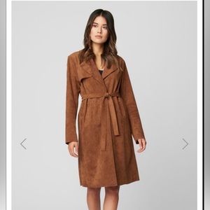 Blank NYC Coco Brown Faux Suede Tie Trench Coat